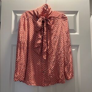 Juicy Couture 100% SILK Orange White Black Pattern long sleeved top Halloween